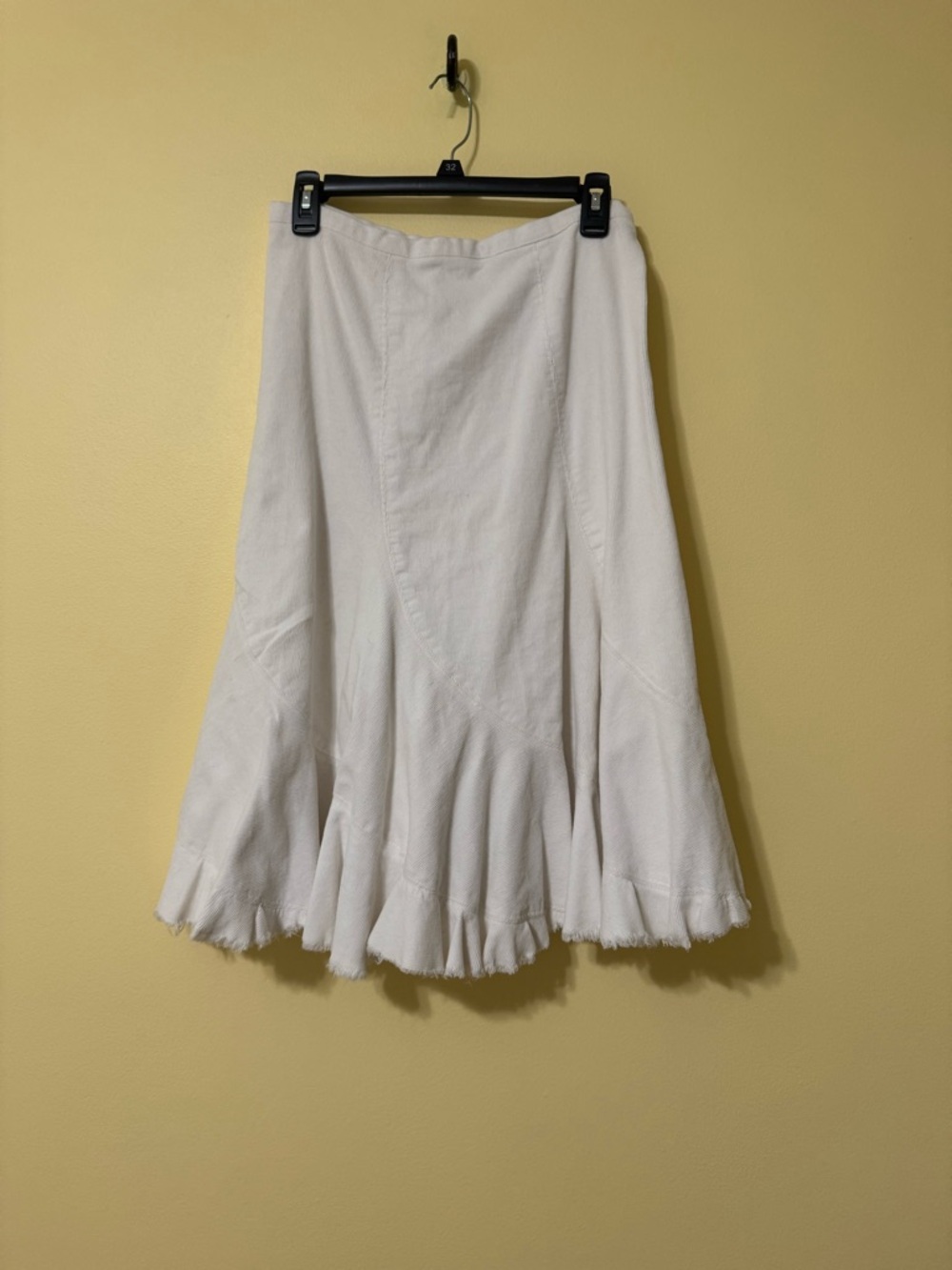 Women's White A-Line Ruffled Hem Skirt